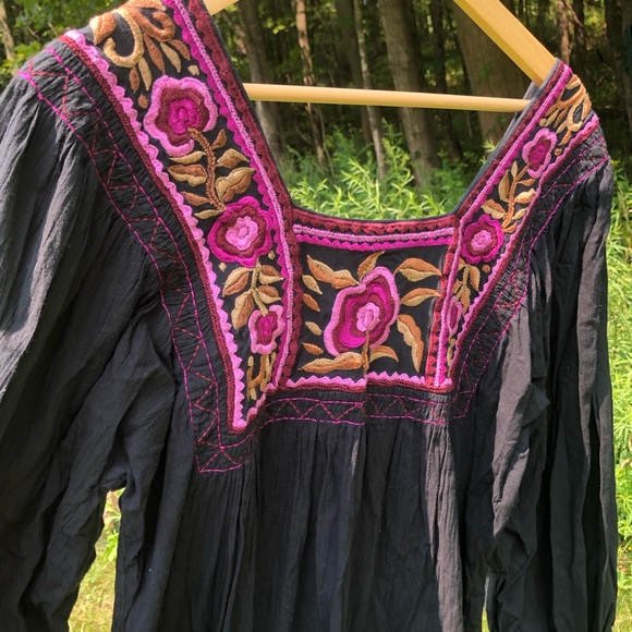 Chasing Unicorns Black Dress with Pink and Gold Embroidery - Picture 5 of 7